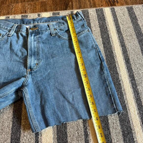 Distressed Cut Carhartt Blue Denim Grunge Y2K Summer Skater Shorts Sz.36 - Picture 6 of 7